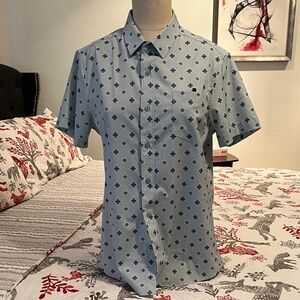 7 Diamonds Light Blue Geometric Men's Shirt